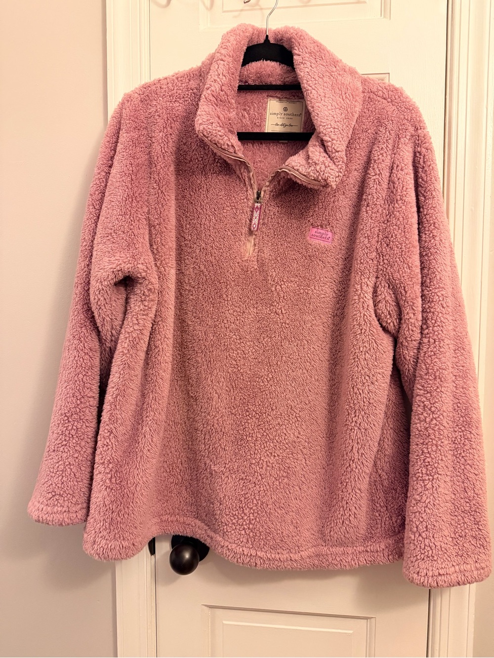 Simply Southern Plush Pink Quarter-Zip Sherpa Pullover